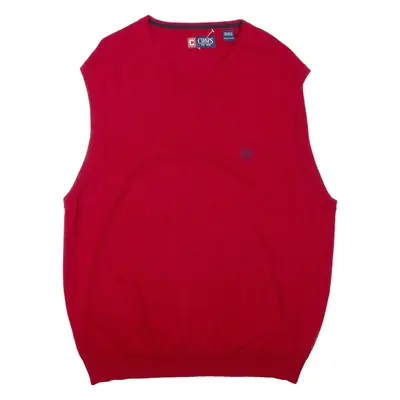 CHAPS Mens Jumper Red Tight Knit Sleeveless 2XL
