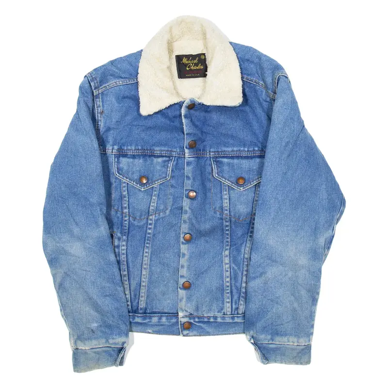 MICHAEL CHARLES Mens Sherpa Lined Denim Jacket Blue M