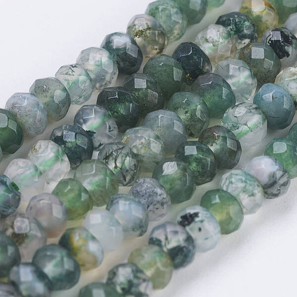 Natural Moss Agate Beads Strands