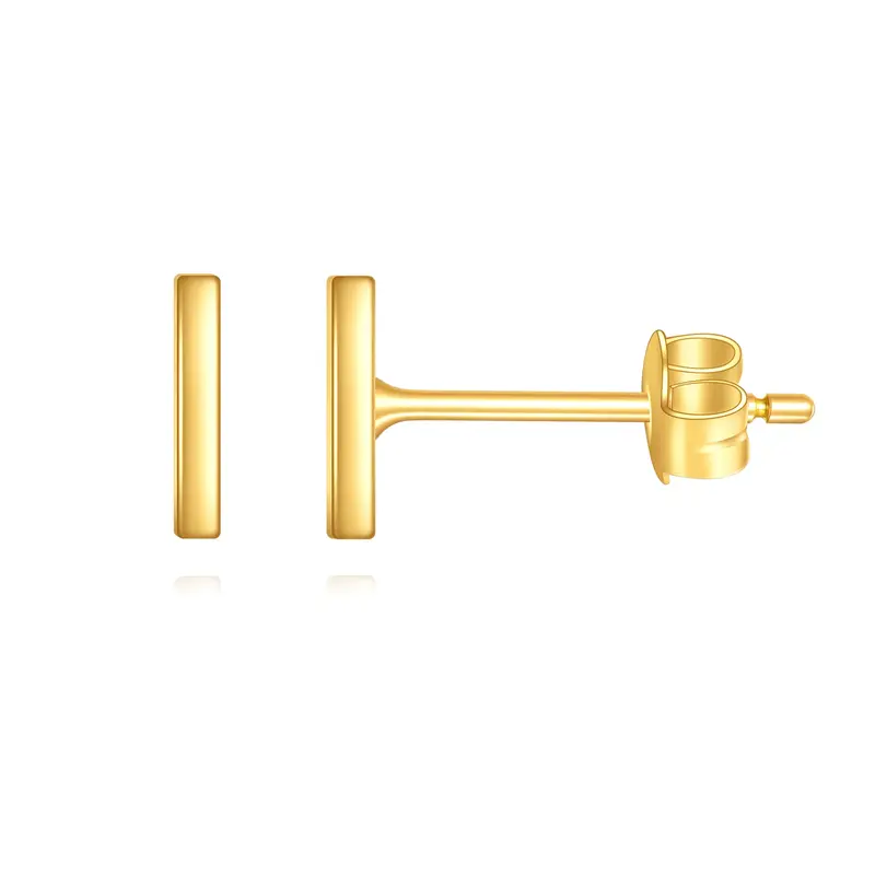 14K Gold Bar Stud Earrings