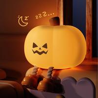 1Pack Children's Night Light Halloween, Decorative Light, 3 Mode Pumpkin Night Light, Rechargeable LED Touch Food Grade Silic...