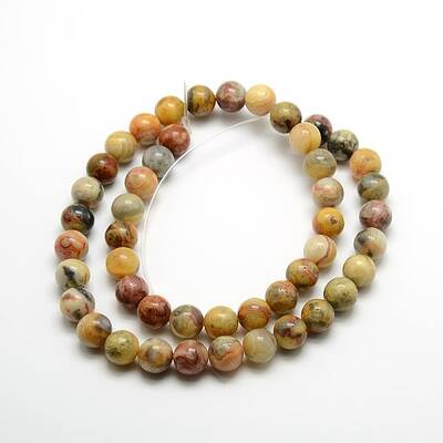 Round Natural Crazy Lace Agate Beads Strands