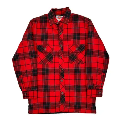 Dickies Checked Flannel Shirt - Medium Red Polyester Blend