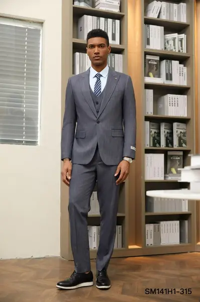 Stacy Adams Men's 3pc Hybrid Suit Reversible Vest Contemporary & Bold