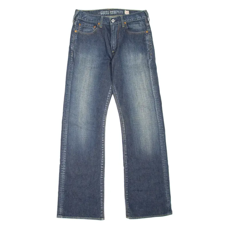 GUESS Mens Jeans Blue Regular Bootcut Stone Wash W30 L32