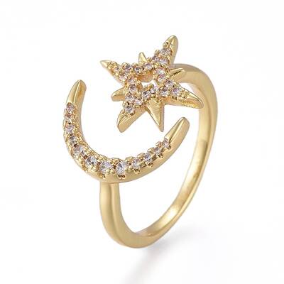 Brass Micro Pave Clear Cubic Zirconia Cuff Rings