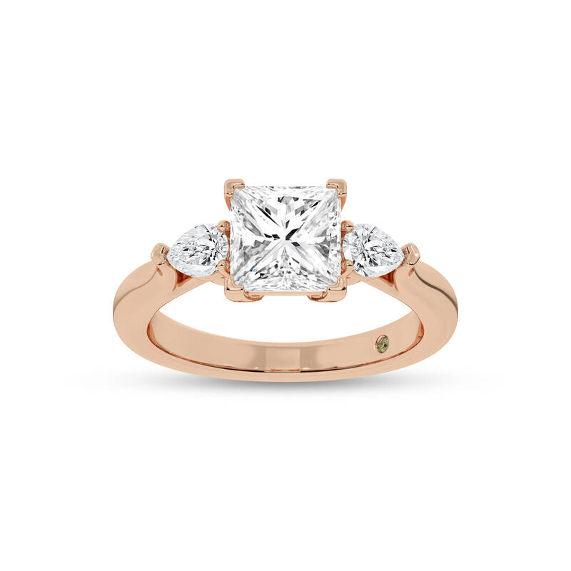 Bruges Three Stone Princess Cut Lab Grown Diamond Engagement Ring | 10K Rose Gold 3 1/2 CT. TW.