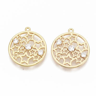 Brass Micro Pave Clear Cubic Zirconia Pendants
