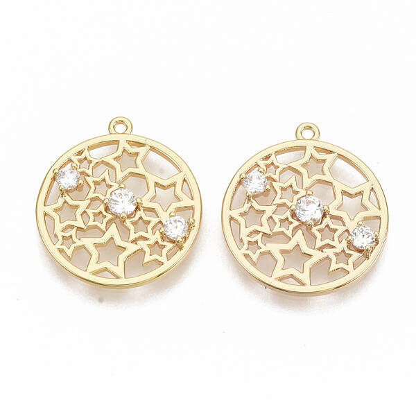Brass Micro Pave Clear Cubic Zirconia Pendants