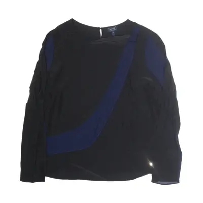 ARMANI JEANS Layered Blouse Black Silk Long Sleeve Womens L