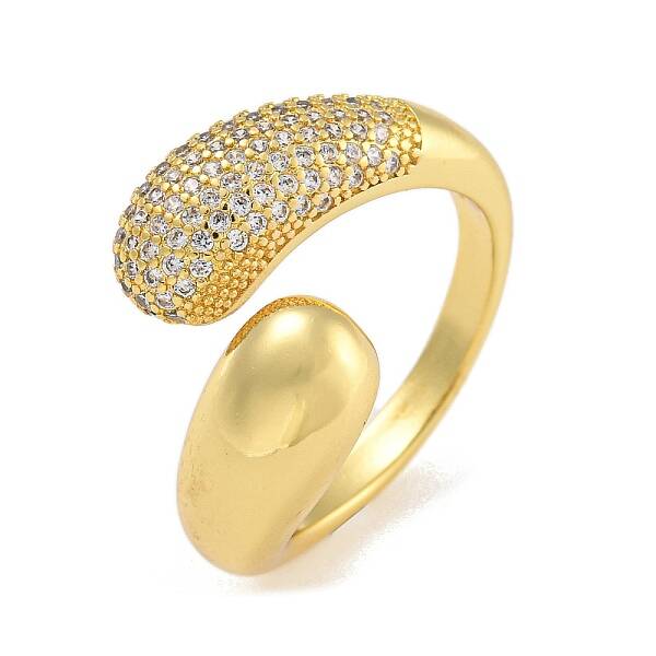 Brass Micro Pave Cubic Zirconia Cuff Rings for Women