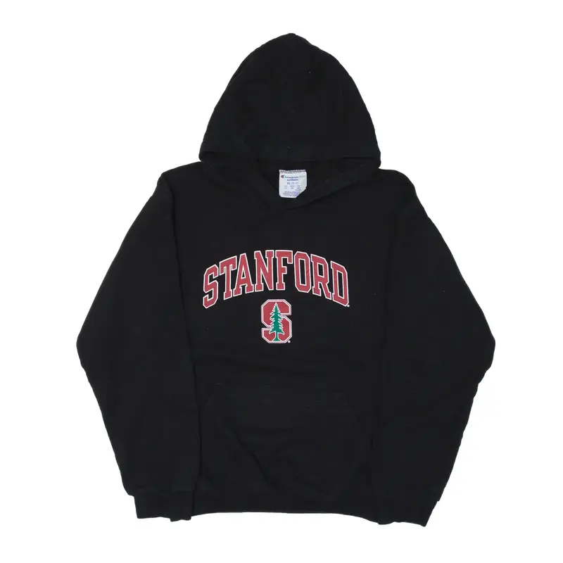 CHAMPION ECO Stanford California USA Hoodie Black Pullover Boys M