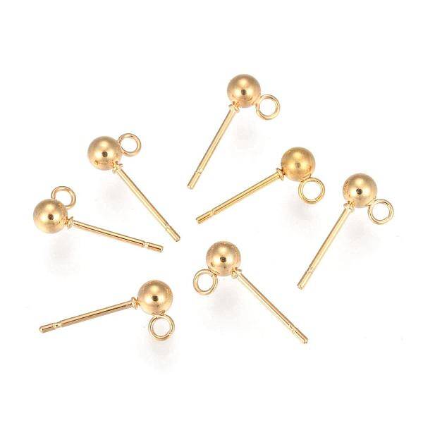 202 Stainless Steel Ball Stud Earring Findings