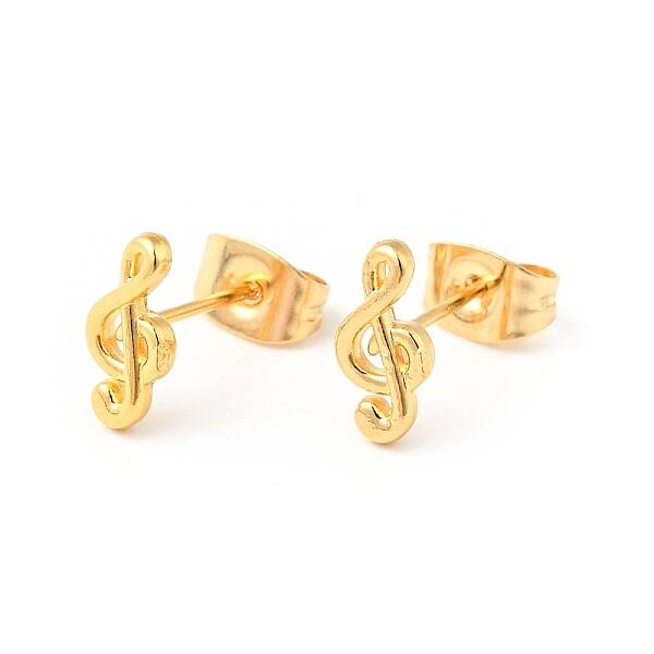304 Stainless Steel Tiny Musical Note Stud Earrings with 316 Stainless Steel Pins for Women
