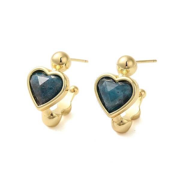 Natural Apatite Heart Stud Earrings