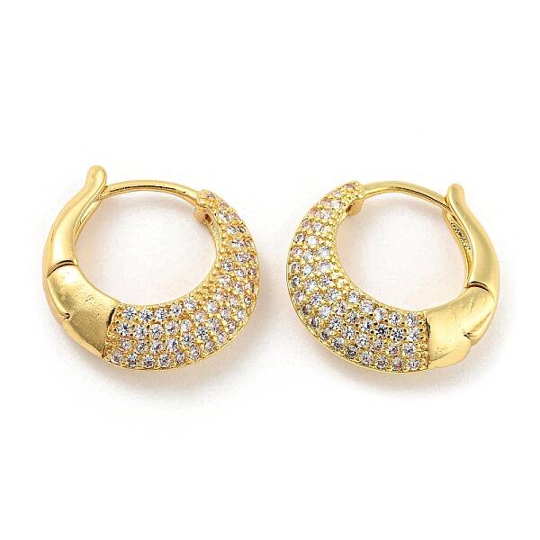 Brass Micro Pave Cubic Zirconia Hoop Earrings