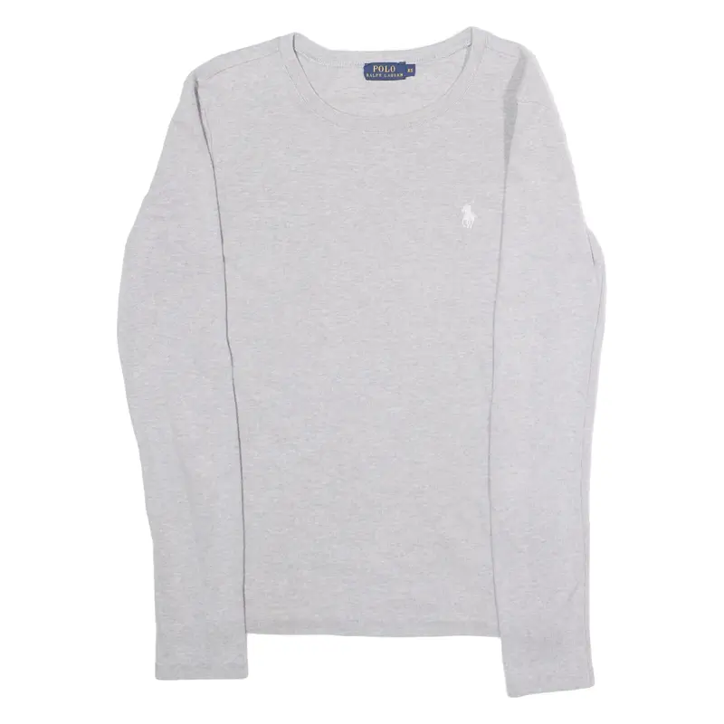 POLO RALPH LAUREN Womens T-Shirt Grey Long Sleeve Crew Neck XS