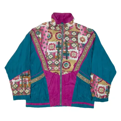 AB SPORT Womens Shell Jacket Blue Silk 90s Colourblock S