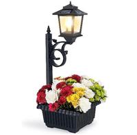 Solar Post Light With Planter, Room Decor For Easter Wedding Decorations, Black Post Light, 2 In 1 Outdoor Solar Post Light F...