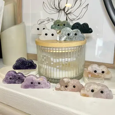 Intuitively Chosen Happy or Sad Cloud Buddy, Cute Crystals, Cloud Crystal, Carved Crystals, Pet Rock, Animal Rock, Gift, Deco...