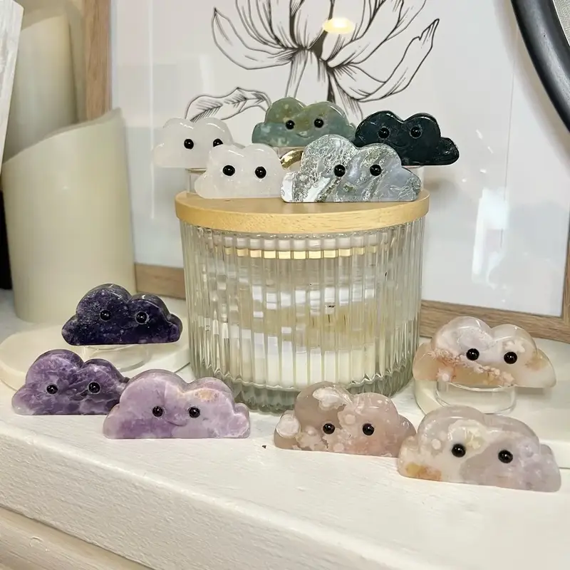Intuitively Chosen Happy or Sad Cloud Buddy, Cute Crystals, Cloud Crystal, Carved Crystals, Pet Rock, Animal Rock, Gift, Deco...