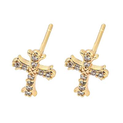 Brass with Micro Pave Cubic Zirconia Stud Earrings