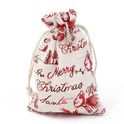 Christmas Theme Cotton Fabric Cloth Bag