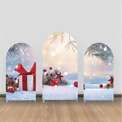 Pine Leaves Snow Gift Stars Bokeh Arch Backdrop Kit - Aperturee