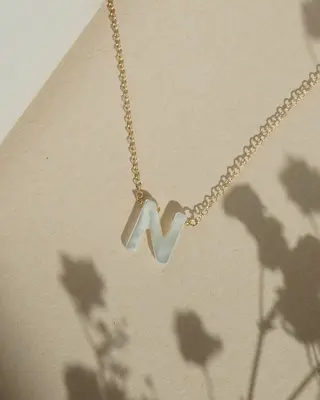 Dawn Initial Necklace | Metal Color: Solid 14K Gold | Style: N