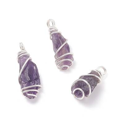 Rough Natural Amethyst Pendants