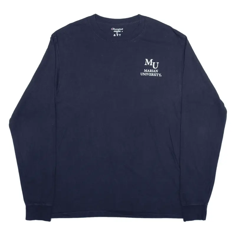 CHAMPION Marian University USA T-Shirt Blue Long Sleeve Mens M