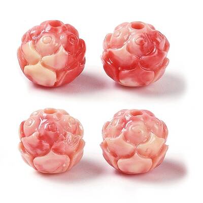 Synthetic Shell Dyed Carved Beads