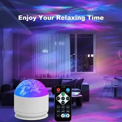 7 Color change along with the rhythm of the music,2 Scene - Ocean Wave & 3D Water Ripple Projector Light,Star Projector w...