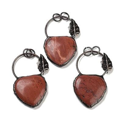 Natural Red Jasper Heart Big Pendants