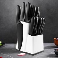 Kitchen 15 Pieces Knife Set with Knife Storage Rack,High Carbon Stainless Steel Sharp Blade Block Knife Set,1Plastic Storage ...