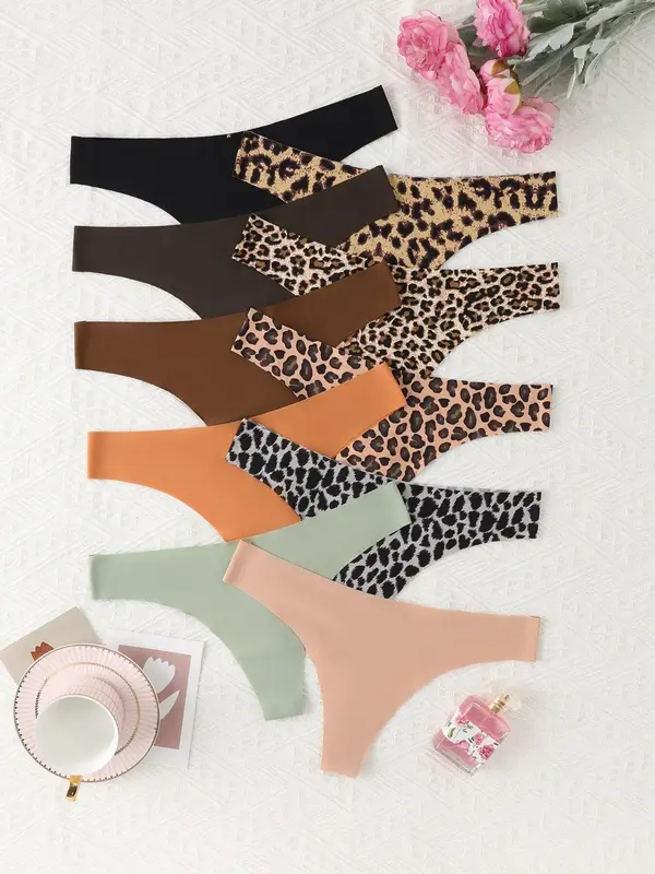 Women's Leopard Print Thong, Soft Comfy Breathable Seamless Panty for Daily Wear,  Panties for Women, Underwear for Women, Ba...