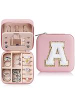 Portable Jewelry Box with Mirror for Gift, Stylish Sequin Decorated Letter Pattern Jewelry Organizer, Cute Zipper Jewelry Sto...