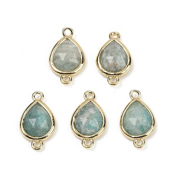 Natural Amazonite Faceted Connector Charms