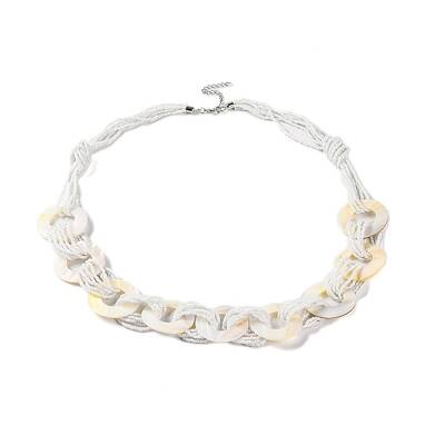 Spray Painted Disc Freshwater Shell & Acrylic Beaed Bib Necklaces