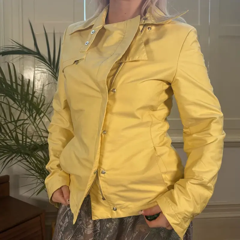 Motivi Jacket - Small Yellow Polyester Blend