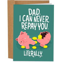 Hilarious Fathers Day Card - Funny Father's Day Cards for Dad - 5x7 Inch Individual Greeting Card with Kraft Envelope - Hand-...