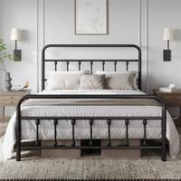 [All Size]Yaheetech Metal Bed Frame with High Headboard and Footboard, Twin/Full/Queen/King Sizes, Vintage Industrial Style, ...