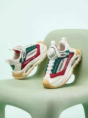 HOBIBEAR Double Net Children's Sports Shoes Rotating Buckle Breathable Campus Casual Shoes Running Shoes