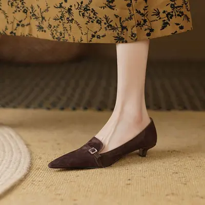 CHIKO Donnisha Pointy Toe Kitten Heels Loafers Shoes