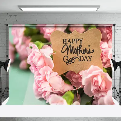 Pink Floral Bokeh Card Happy Mothers Day Backdrop - Aperturee