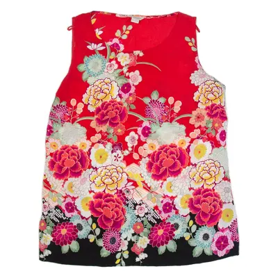 MONSOON Womens Printed Vest Red Sleeveless Viscose Floral UK 10