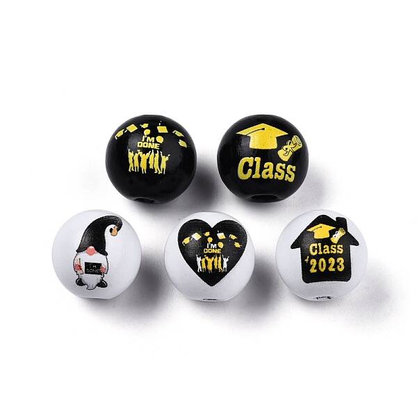 Senior Year Theme Printed Wooden Beads