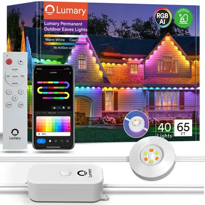 Lumary RGBAI Permanent Outdoor Lights Pro, 40 LED Light(50FT)