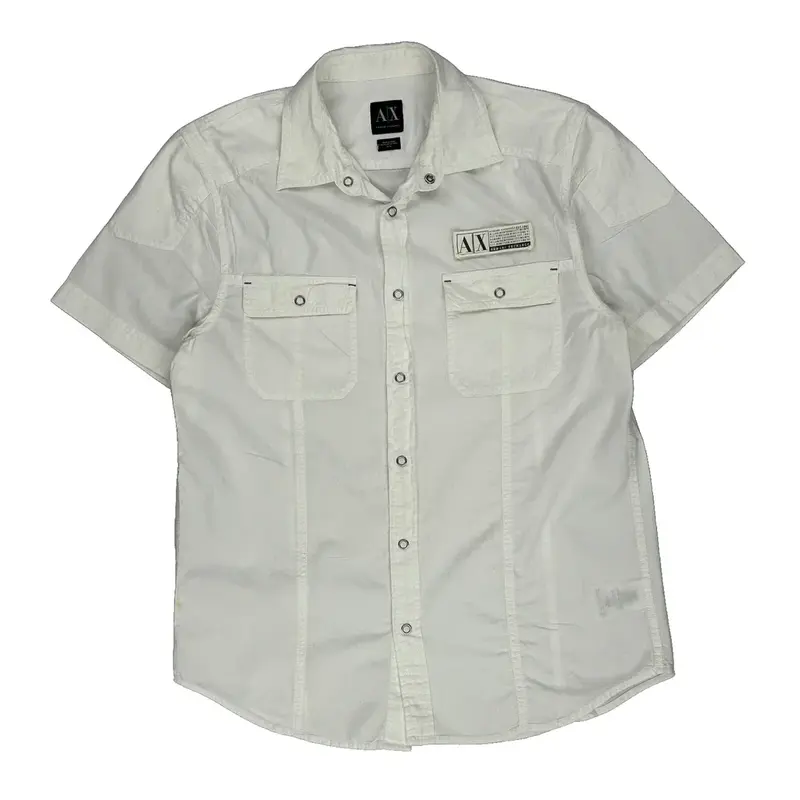 Armani Exchange Short Sleeve Shirt - Medium White Cotton