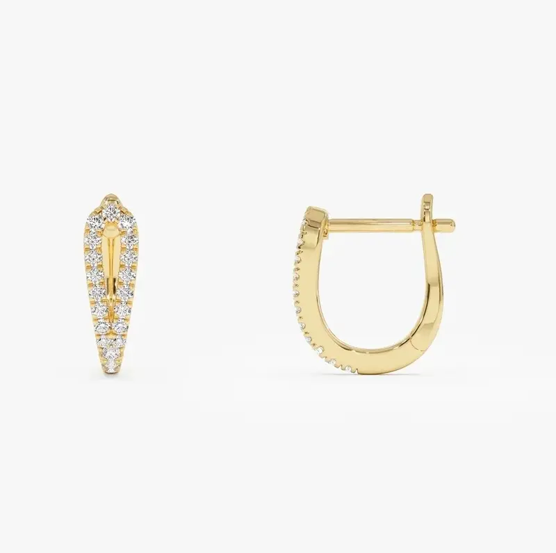 14k Double Mini Diamond Hoop Earrings